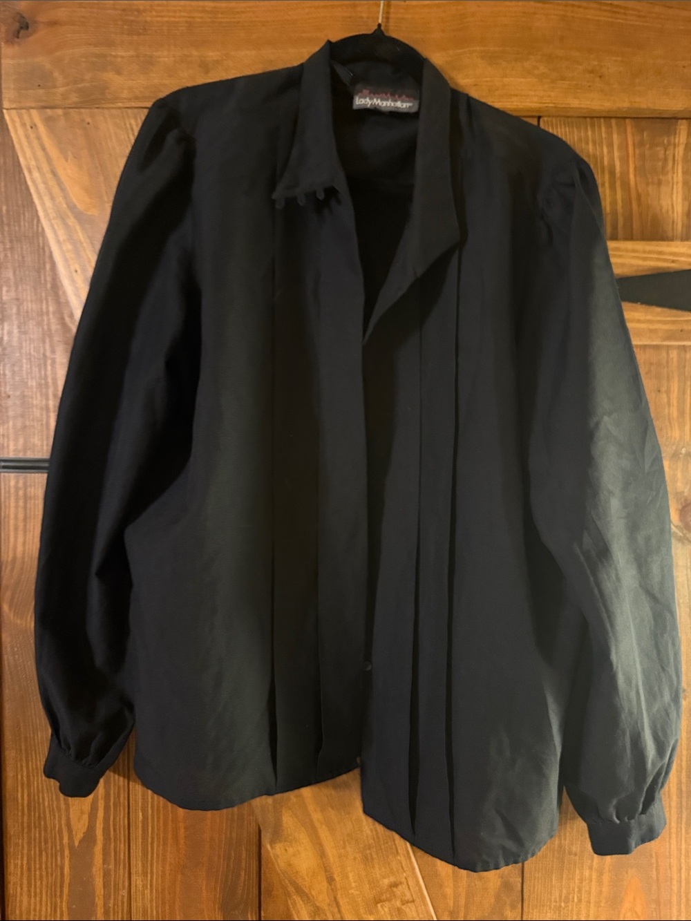 Lady Manhattan Black Button-Down Women's Blouse
